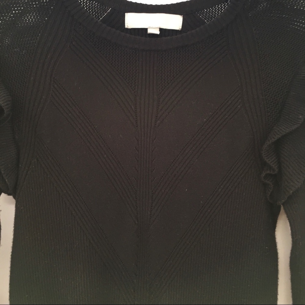 Marled Black Ruffled Sweater - Picture 7 of 9